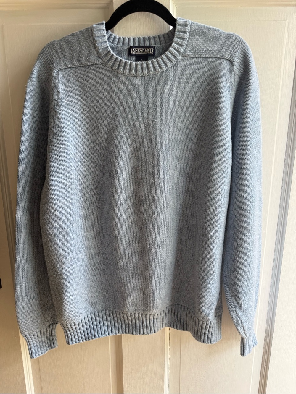 Lands' End Men's Light Blue Crewneck Sweater